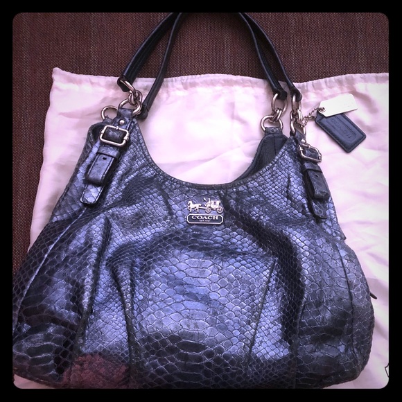 Coach Handbags - Coach Maggie Madison Metallic Blue Embossed Hobo